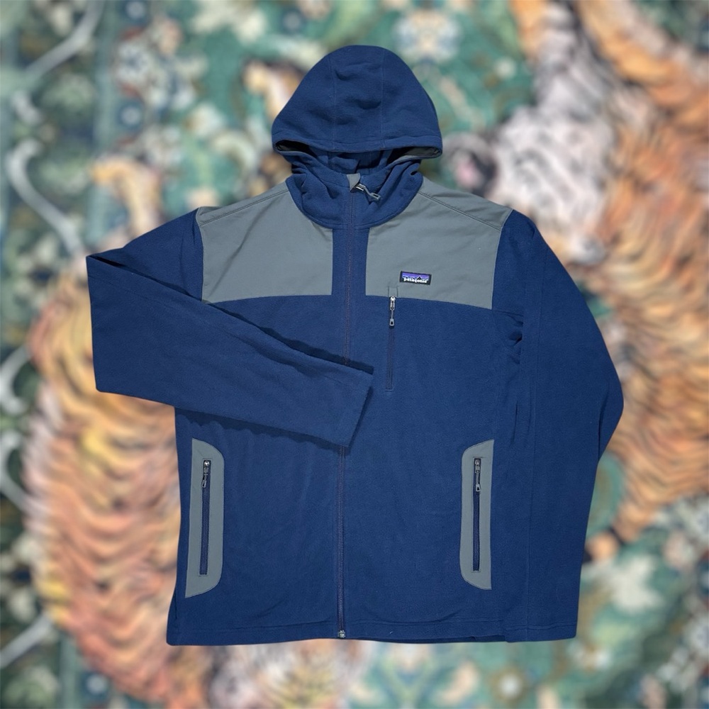 Patagonia Cedars Hoody Hybrid Fleece Jacket Outdoor Full Zip Pockets Blue XL